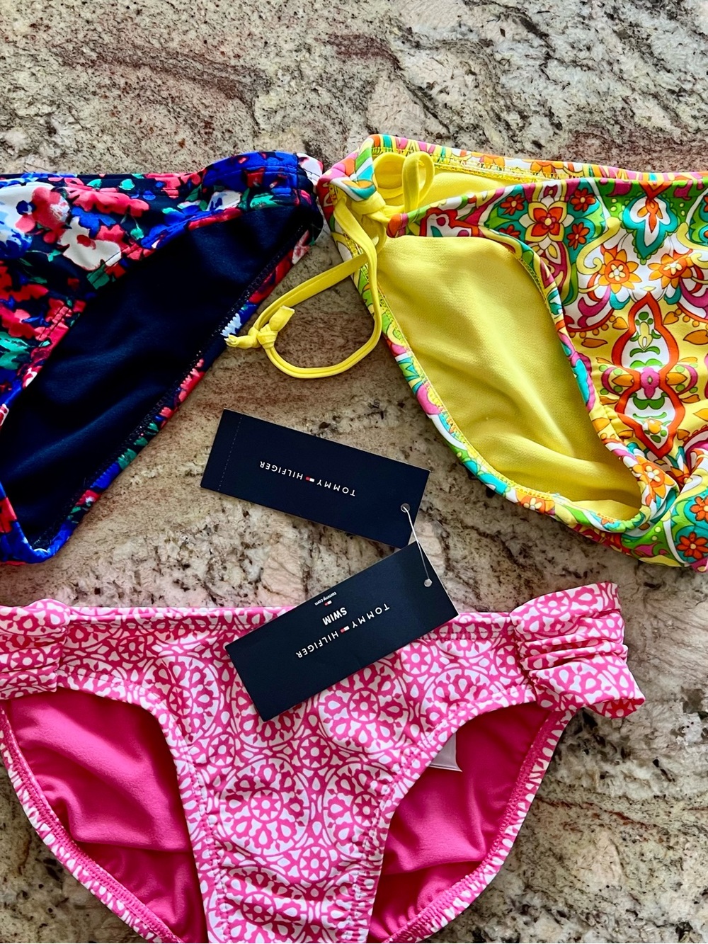 3 counts deal: Tommy Hilfiger Kids Bikini Bottoms – Pink, Yellow, Navy small